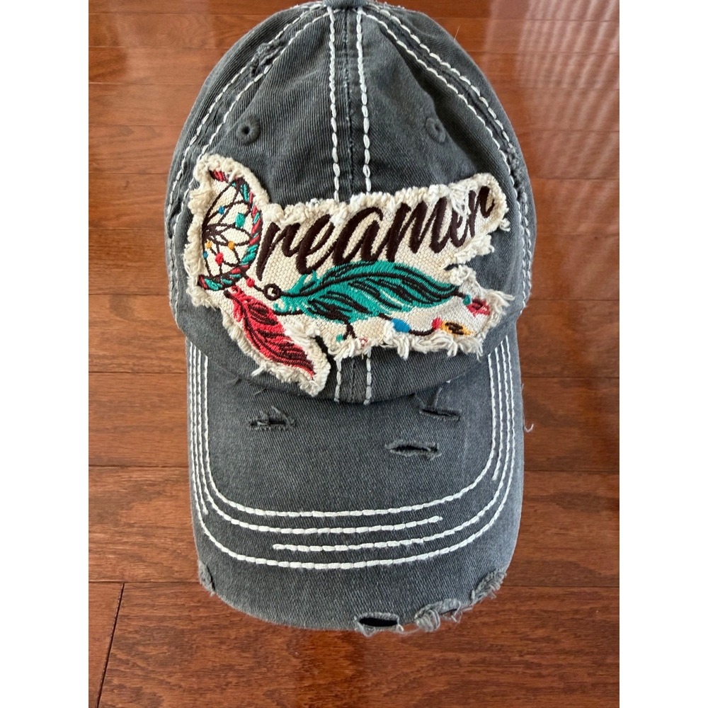 KBETHOS Women Distressed Style Gray "Dreamer" Hat Baseball Style Cap Cotton Boho